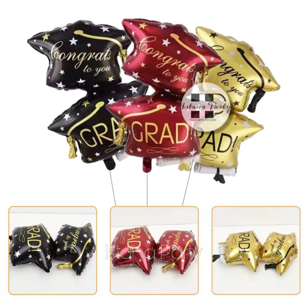 Balon Foil Graduation Congrats To You Grad / Balon Sarjana Topi / Balon Topi Graduate
