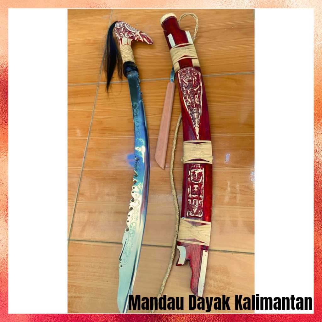 MANDAU DAYAK KALIMANTAN BAJA PUTIH ANTI KARAT LENGKUNG
