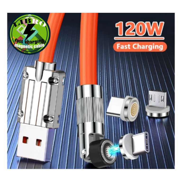 KODE J26S Kabel Data Charger Magnet Fast Charging 7 Pin 12W Micro Type C Rotasi 54 Derajat