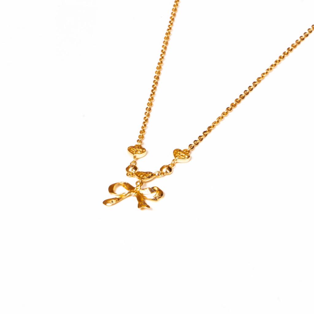 KALUNG PERHIASAN EMAS MODEL VANCY PITA LOVE PITA PERMATA PUTIH