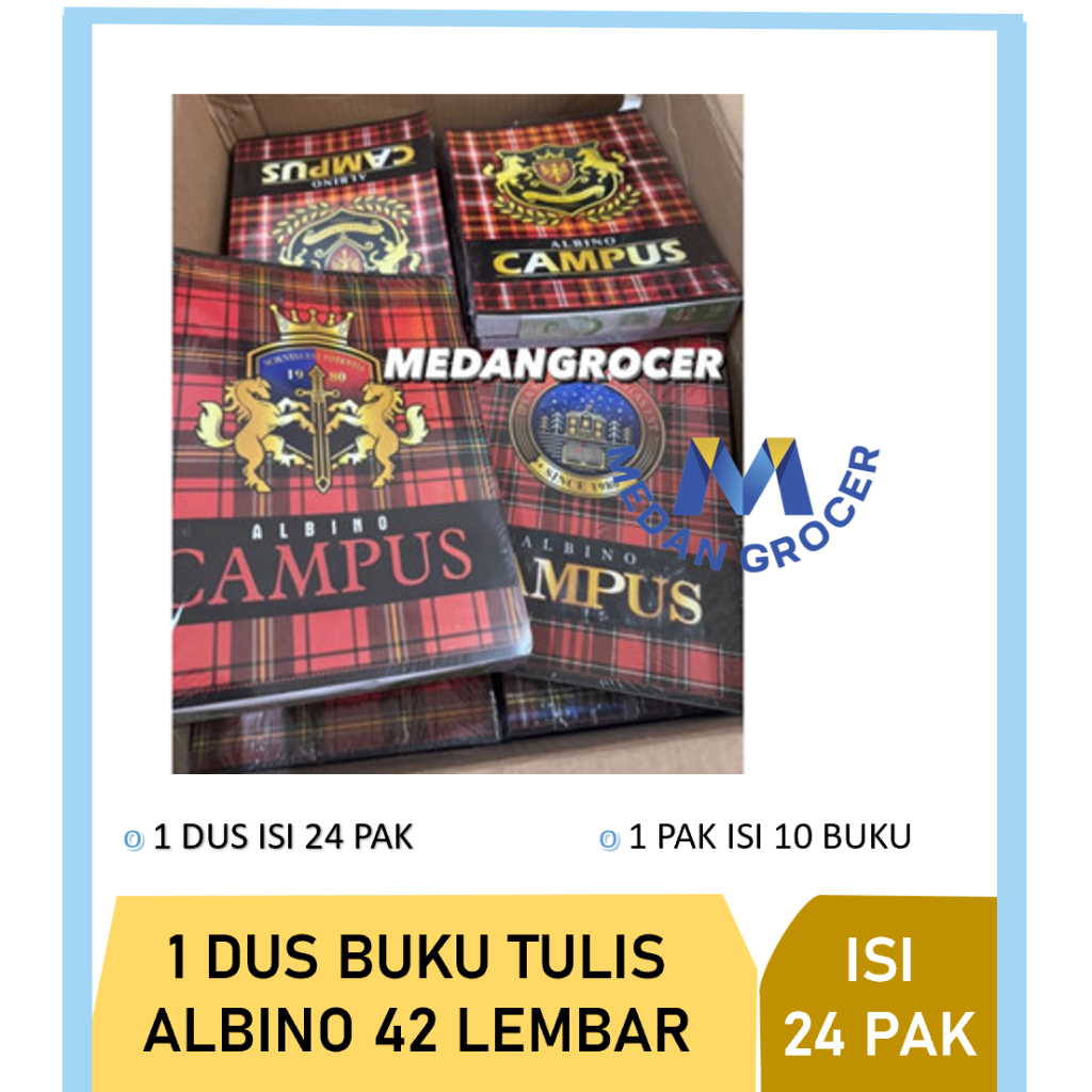 

1 DUS / 24 PAK BUKU TULIS PANJANG BOXI ALBINO ISI 42 LEMBAR