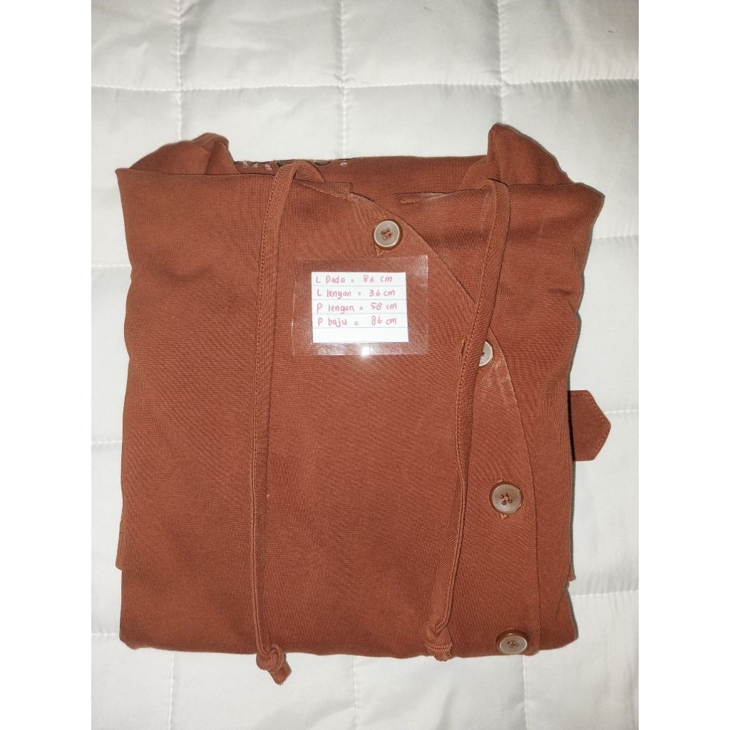 [PRELOVED] TUNIK WANITA COKLAT COKELAT | ATASAN WANITA BROWN | BAJU MUSLIM MUTIF LENGAN PANJANG | HO