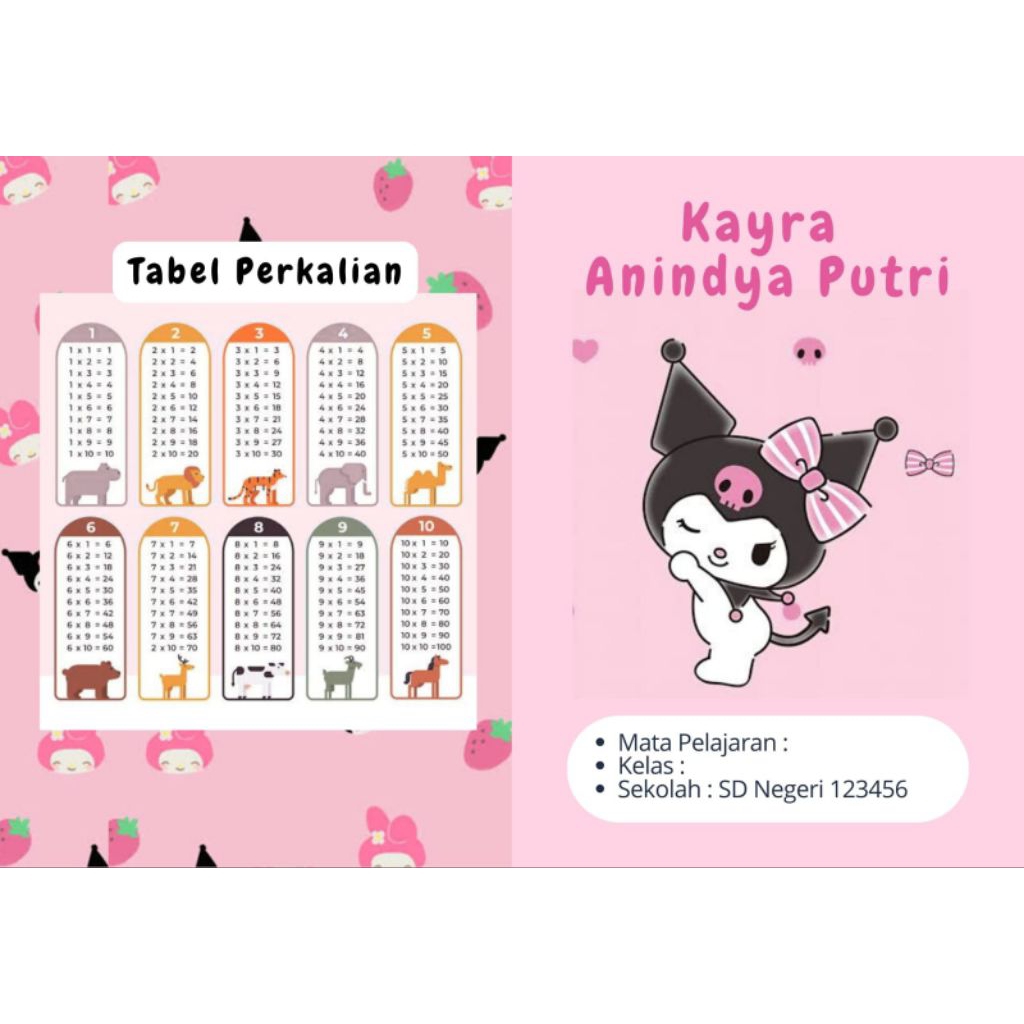 

Buku tulis sekolah custome || Kuromi pink