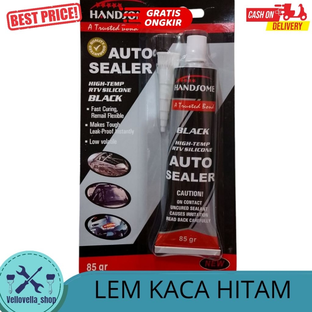 Lem kaca auto sealer hitam / lem aquarium tube 85gr