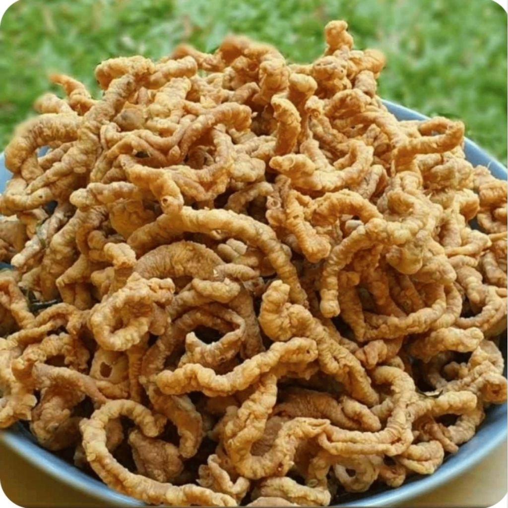 

Cemilan kripik pangsit dan usus krispy