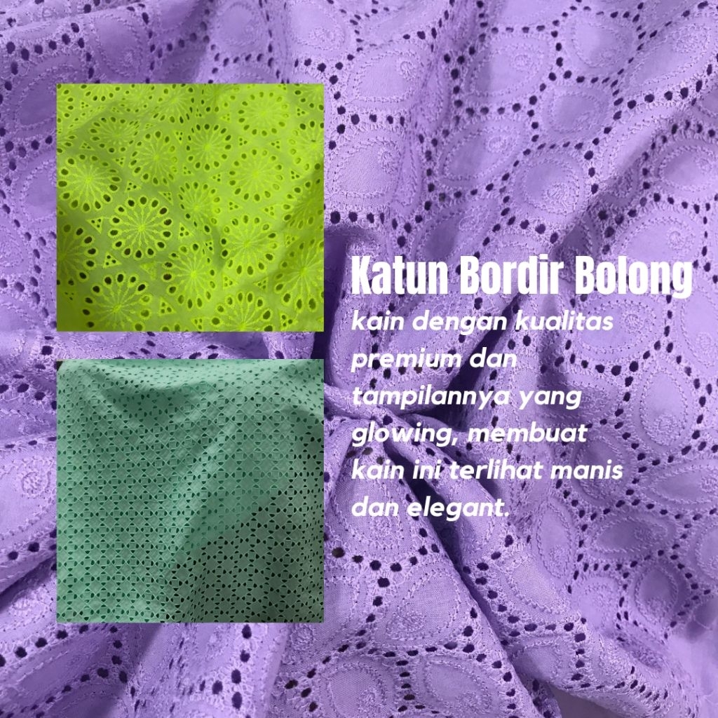 Bahan Katun Bordir Bolong | Kain Katun Bordir Premium | Katun Bordir Bolong | Kain Meteran (harga 0,