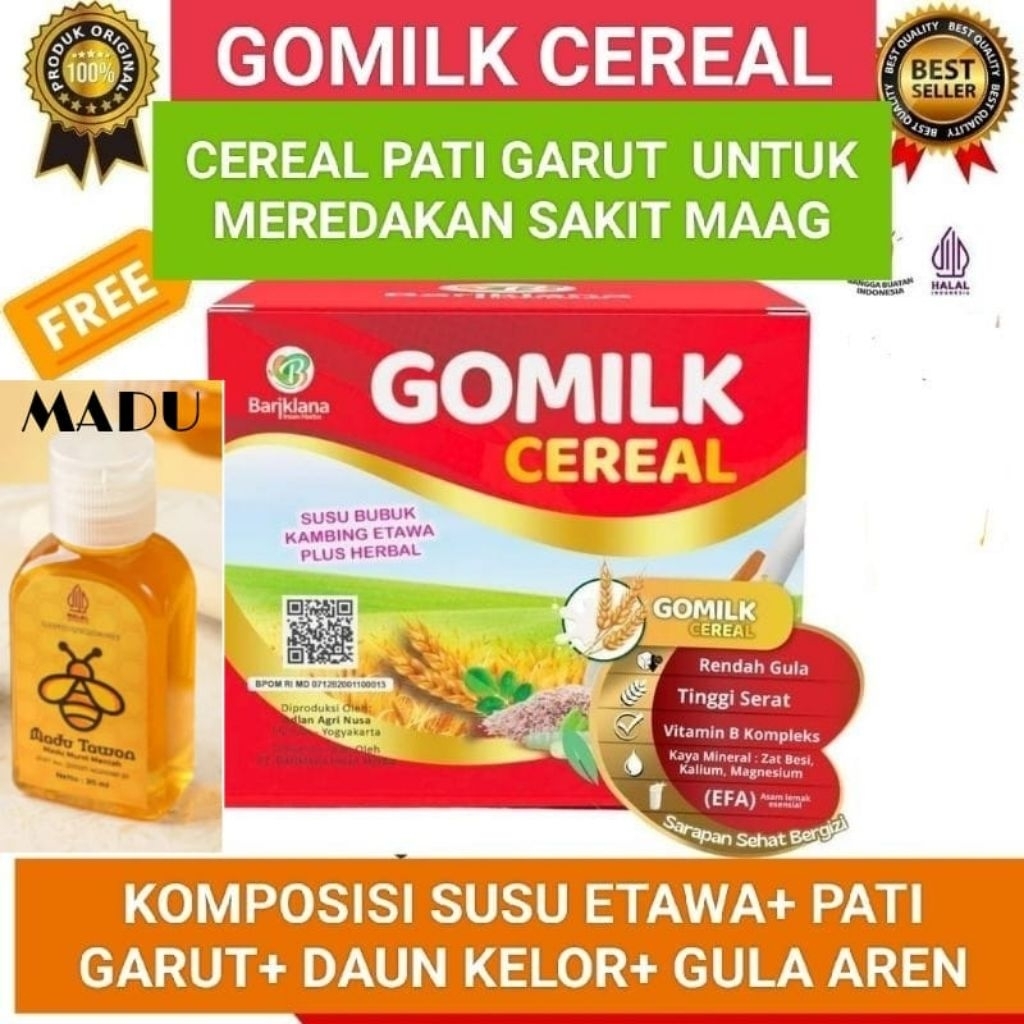 

(HADIAH MADU) GOMILK CEREAL OATMILK SUSU RENDAH GULA PLUS PATI GARUT AMPUH MEREDAKAN SAKIT MAAG ISI 250GR