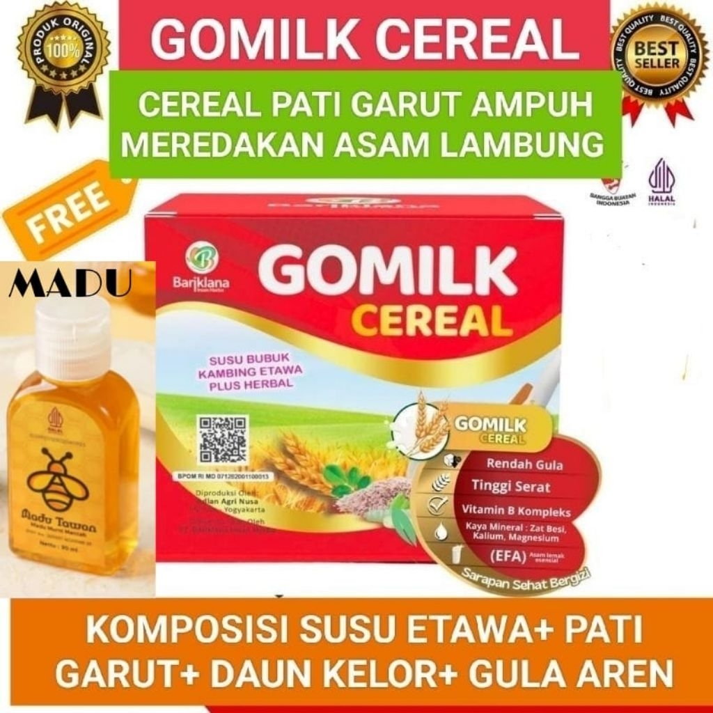 

(GRATIS MADU) GOMILK CEREAL PATI GARUT MEREDAKAN ASAM LAMBUNG NETTO 250GR