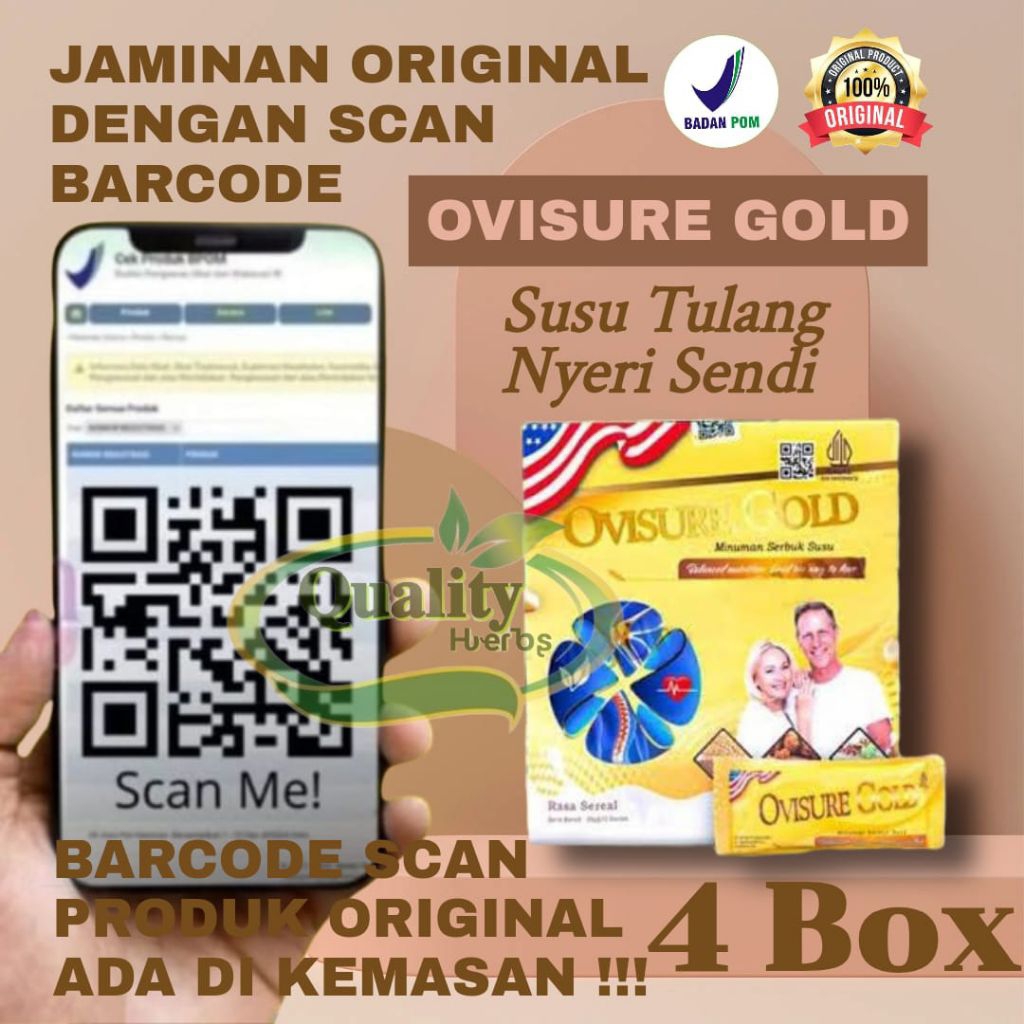

Susu Ovisure Gold 4 Box - Original Terbaru | Atasi Nyeri Sendi & Tulang | BPOM & Halal | 100% Asli