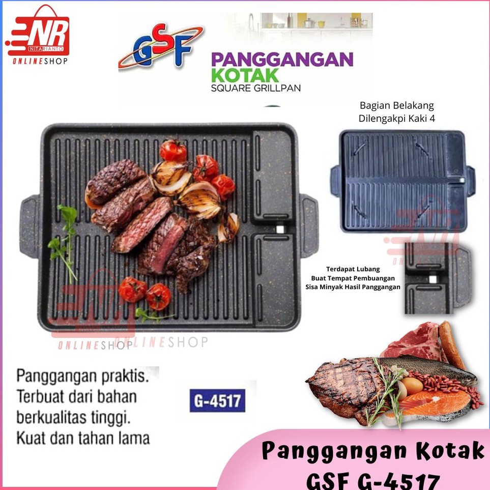KODE A77P Panggangan Kotak GSF  4517  Yakiniku Grill Pan  Grill Pan Anti Lengket  Alat Bakar Daging 