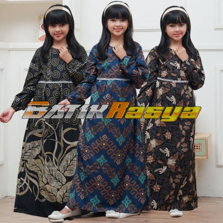 Baju Batik Anak Perempuan Usia 212 Tahun  Dress Anak  Gamis Batik Anak KODE B2N7