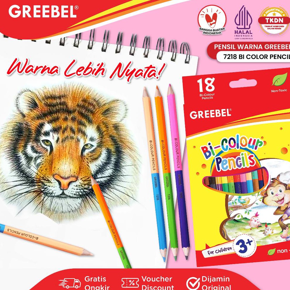 

KODE R55K GREEBEL Pensil Warna Colored Pencil BI Colour 36 Warna 7218 Warna Lebih Nyata