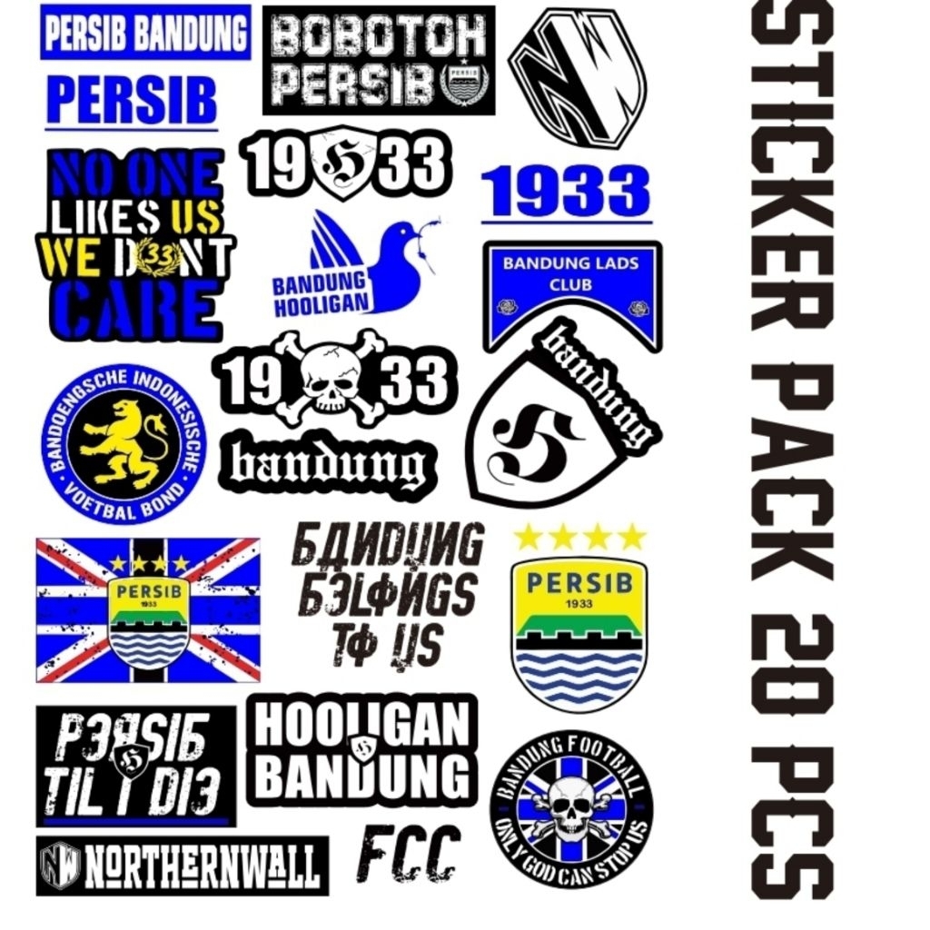 

21 PCS , STICKER PERSIB BANDUNG BINTANG 4 , VIKING BOBOTOH FCC NW 1933