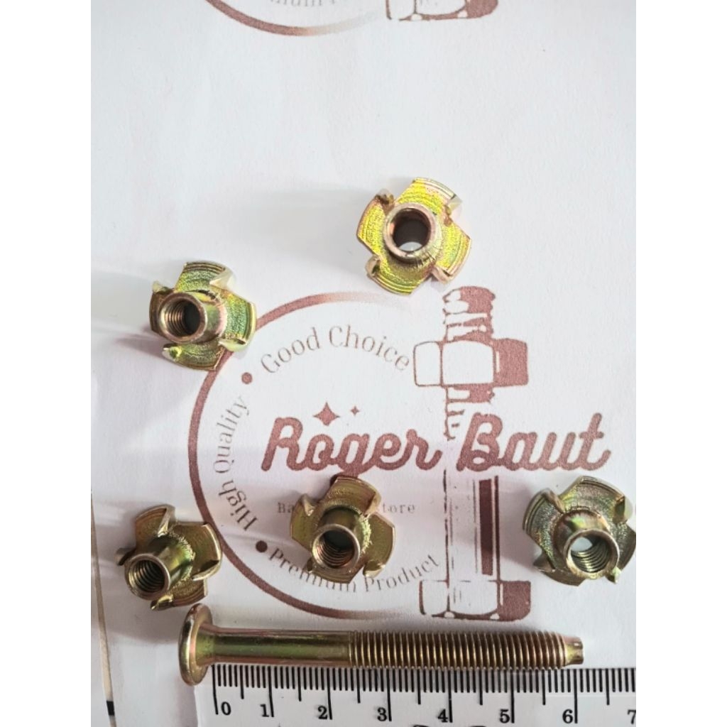 Baut Speaker 6cm JCBC Kuning 6mm + Mur Cakar M6Baut Speaker JCBC + Mur Cakar biasa dipake untuk pema