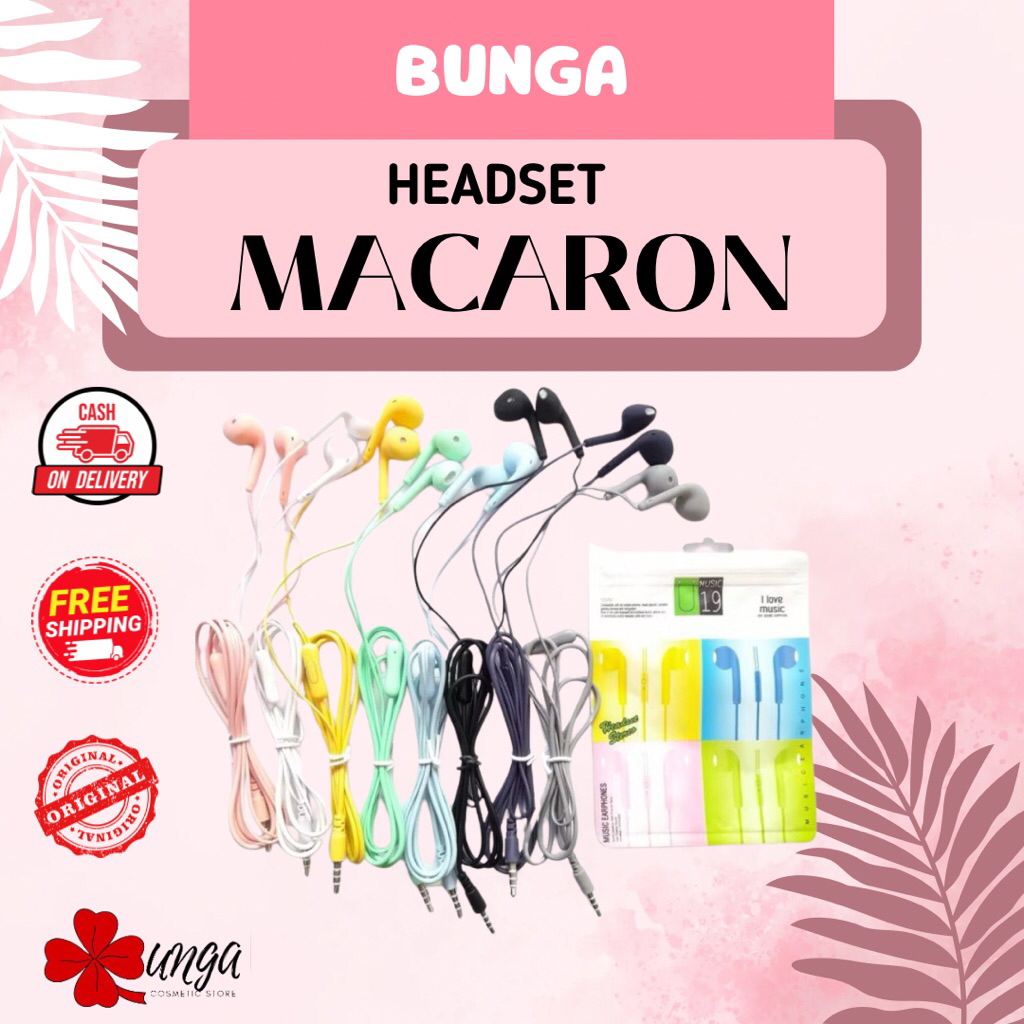 BUNGA-[U19] Handset Macaron Earphone Handset Headset Bluetooth U19 Warna