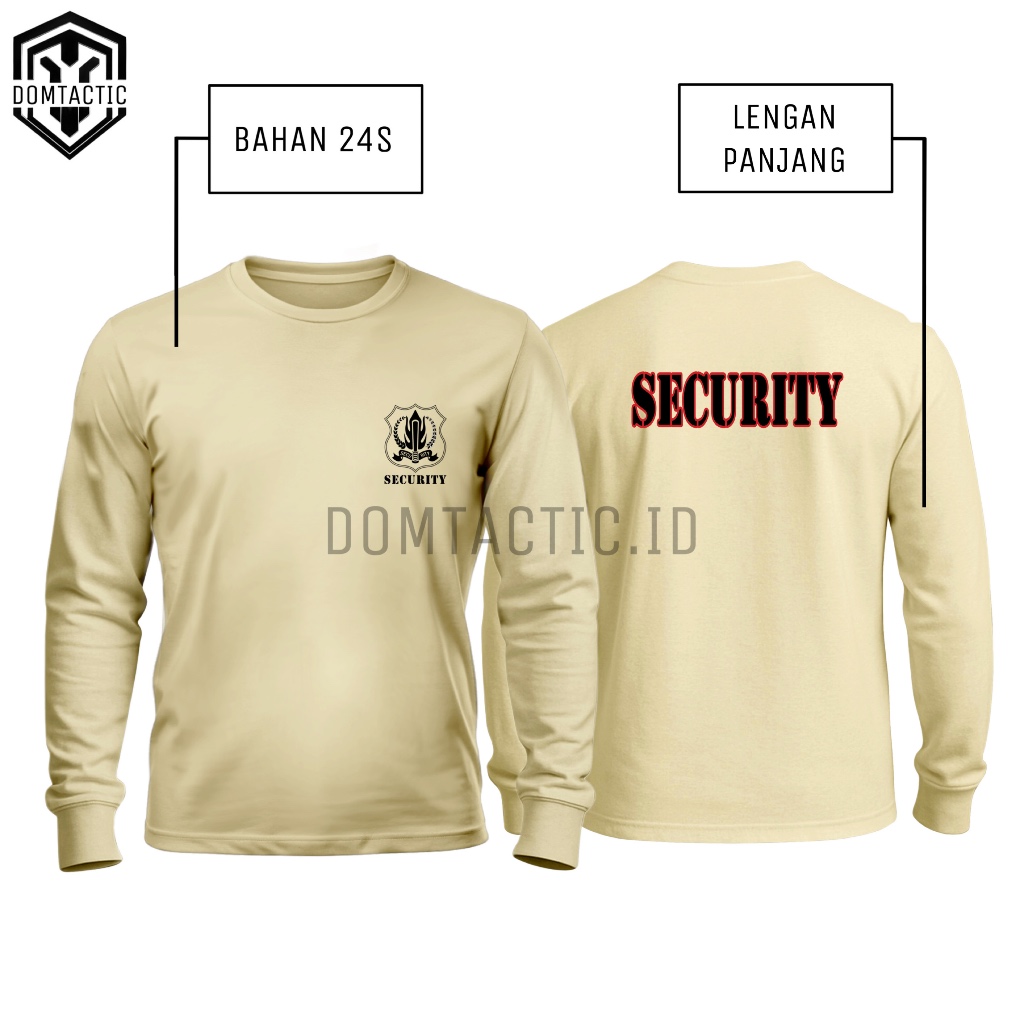 Kaos Security/Satpam Cream Logo Lengan Panjang Bahan Tebal Warna Krem - Baju Security Satpam Cream T