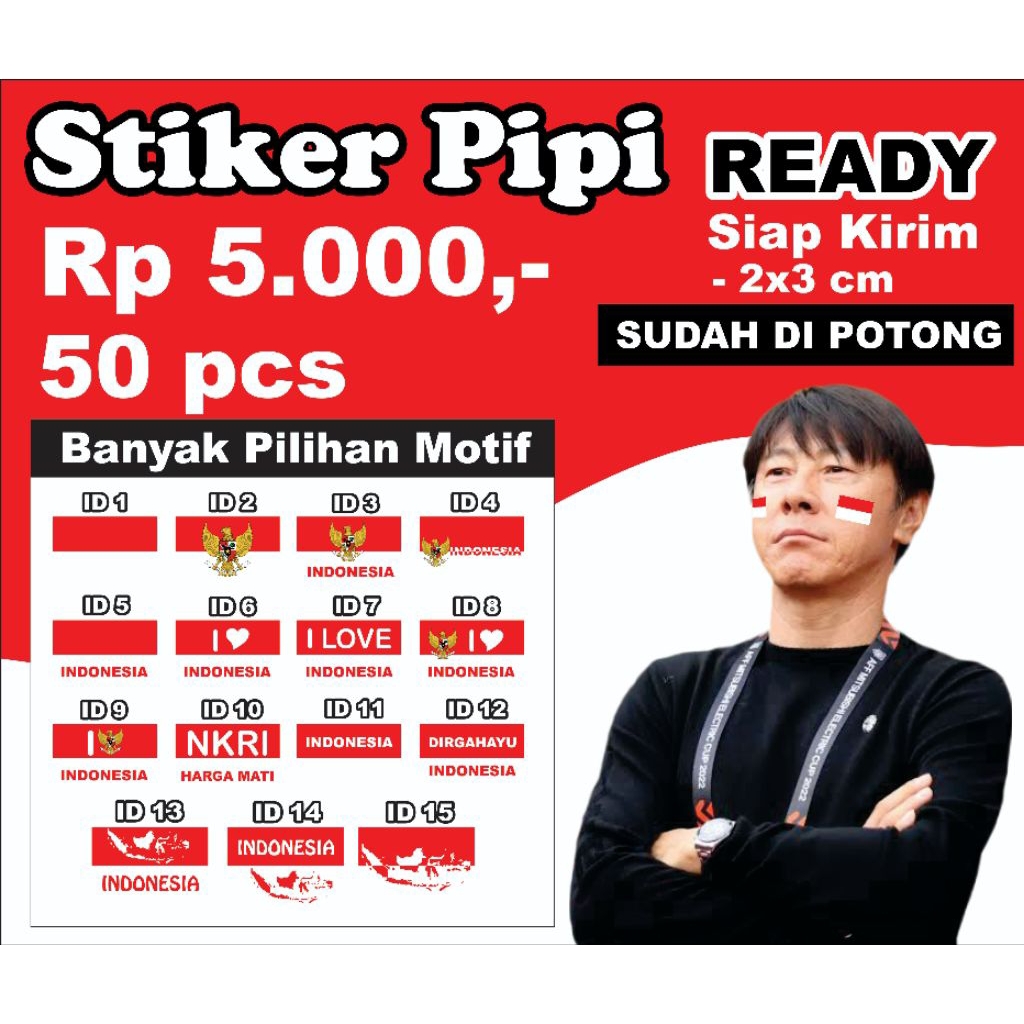 

50 Pcs STIKER MERAH PUTIH , sudah dipotongi