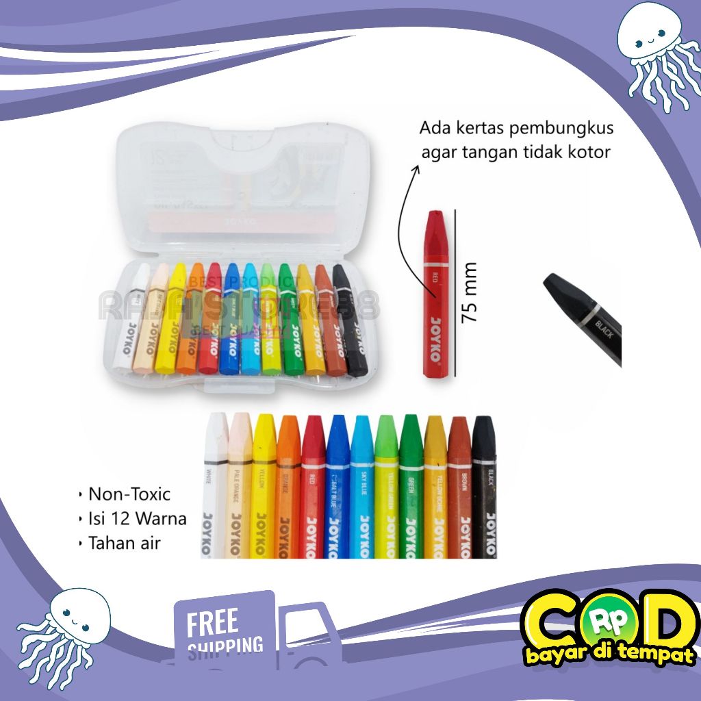 

Crayon Titi Joyko 12 Warna Krayon Oil Pastel
