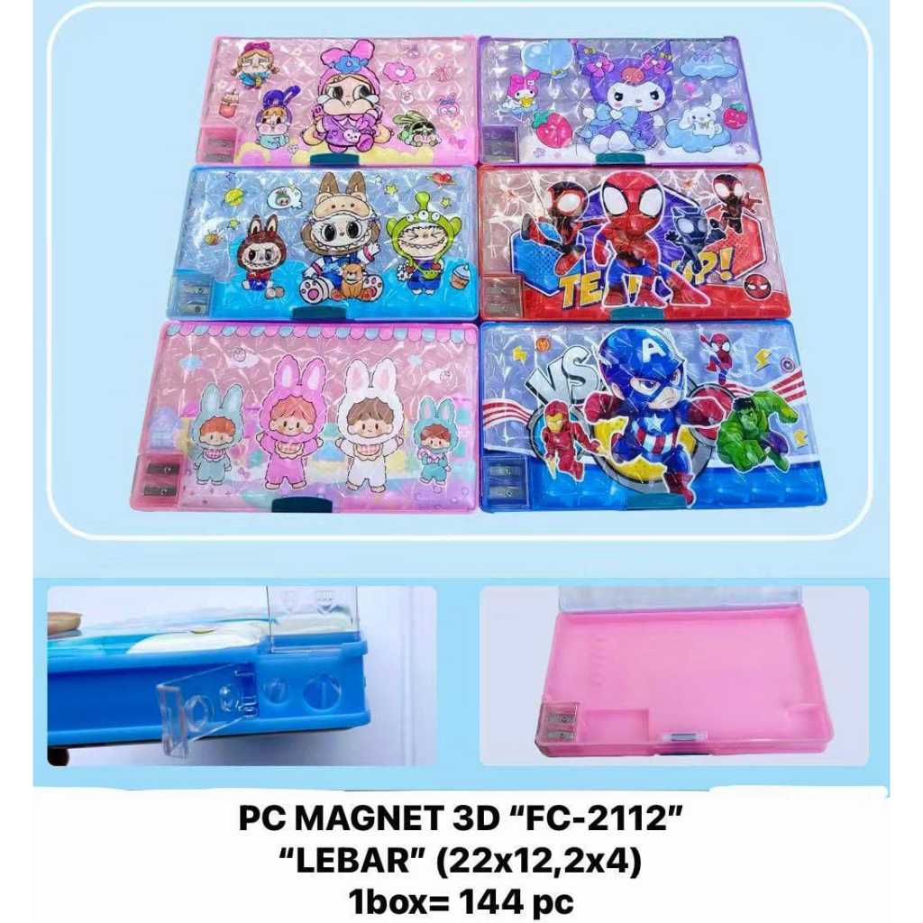 

Tempat Kotak Pensil Magnet Jumbo Besar Big Size Serutan 2 Lubang Motif Labubu Kuro Superhero FC 2112