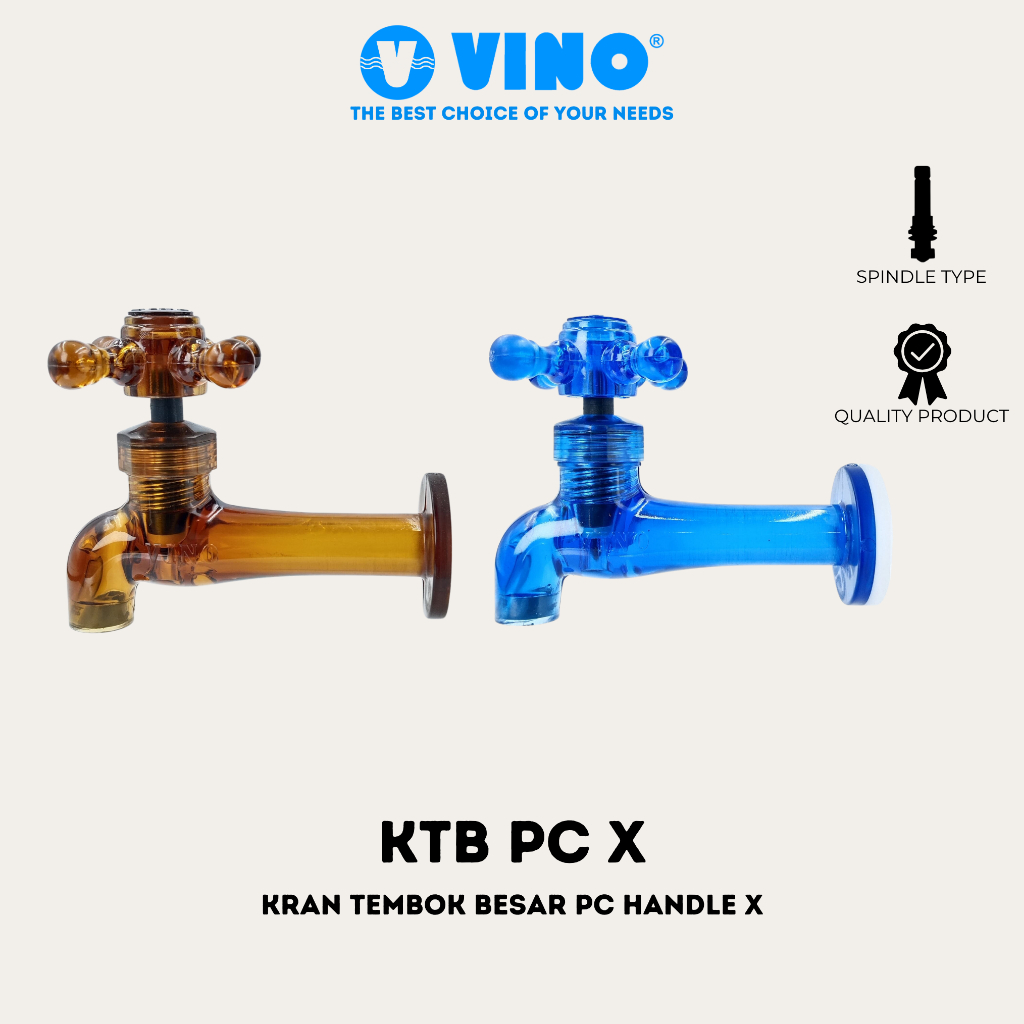 VINO TEMBOK BESAR PC X  - Kran Tembok Besar PC Handle X Plastik - Keran Air Tembok - Biru / Blue, Co