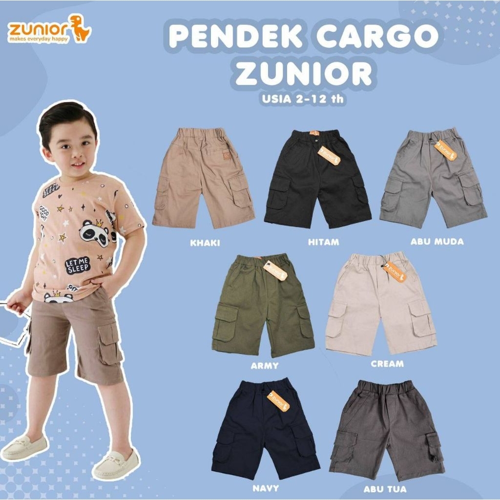 Celana Pendek Anak Laki laki Cargo Chinos Premium Bahan Katun Warna Hitam Army Abu