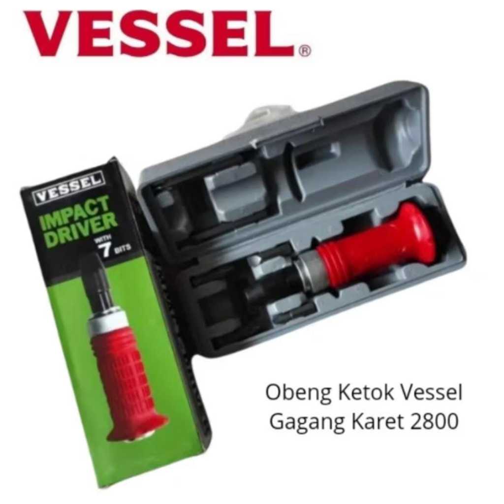 Obeng Ketok Gagang Karet VESSEL 2800/VESSEL Impact Driver Obeng Ketok