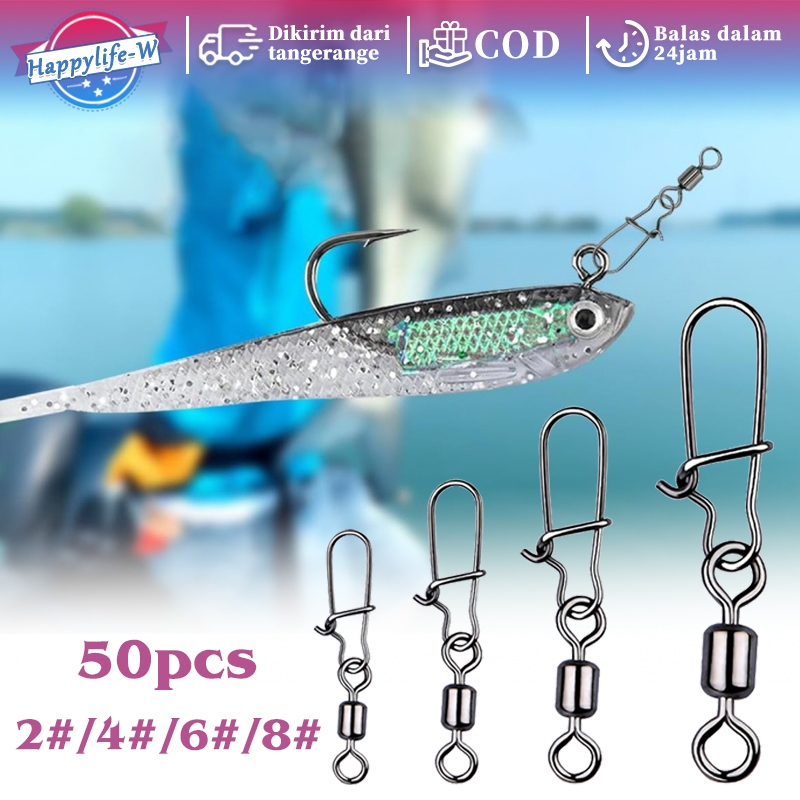 50pcs Snap Kilikili Pancing Kili Kili Pancing Snap Rolling Swivel Snap Kili Kili Swivel Kilikili Pan
