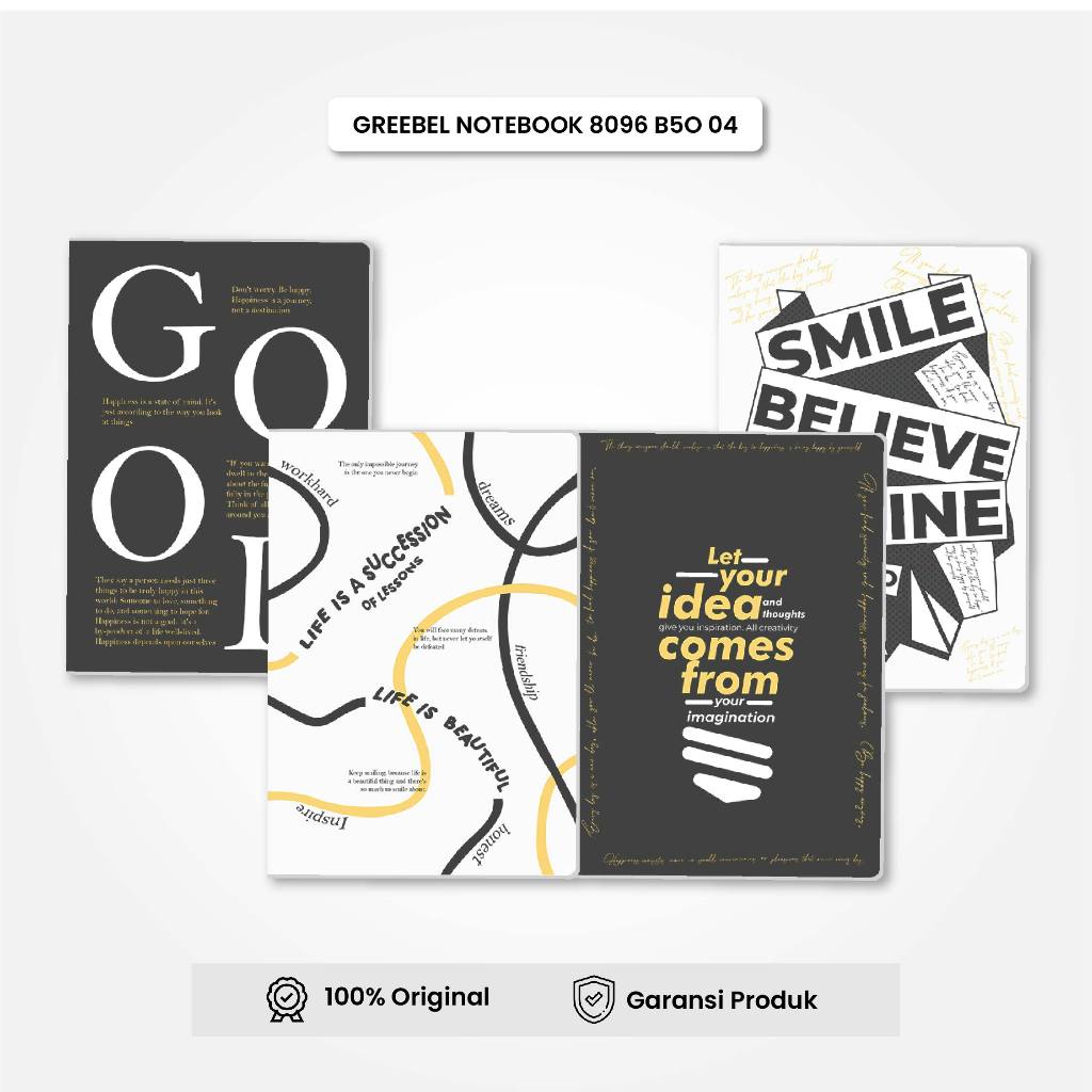 

GREEBEL NoteBook Buku Diary Aesthetic / NoteBook 8096 B50 04 / Buku Note Binder 96 Halaman / Buku Tulis Lucu Pastel /