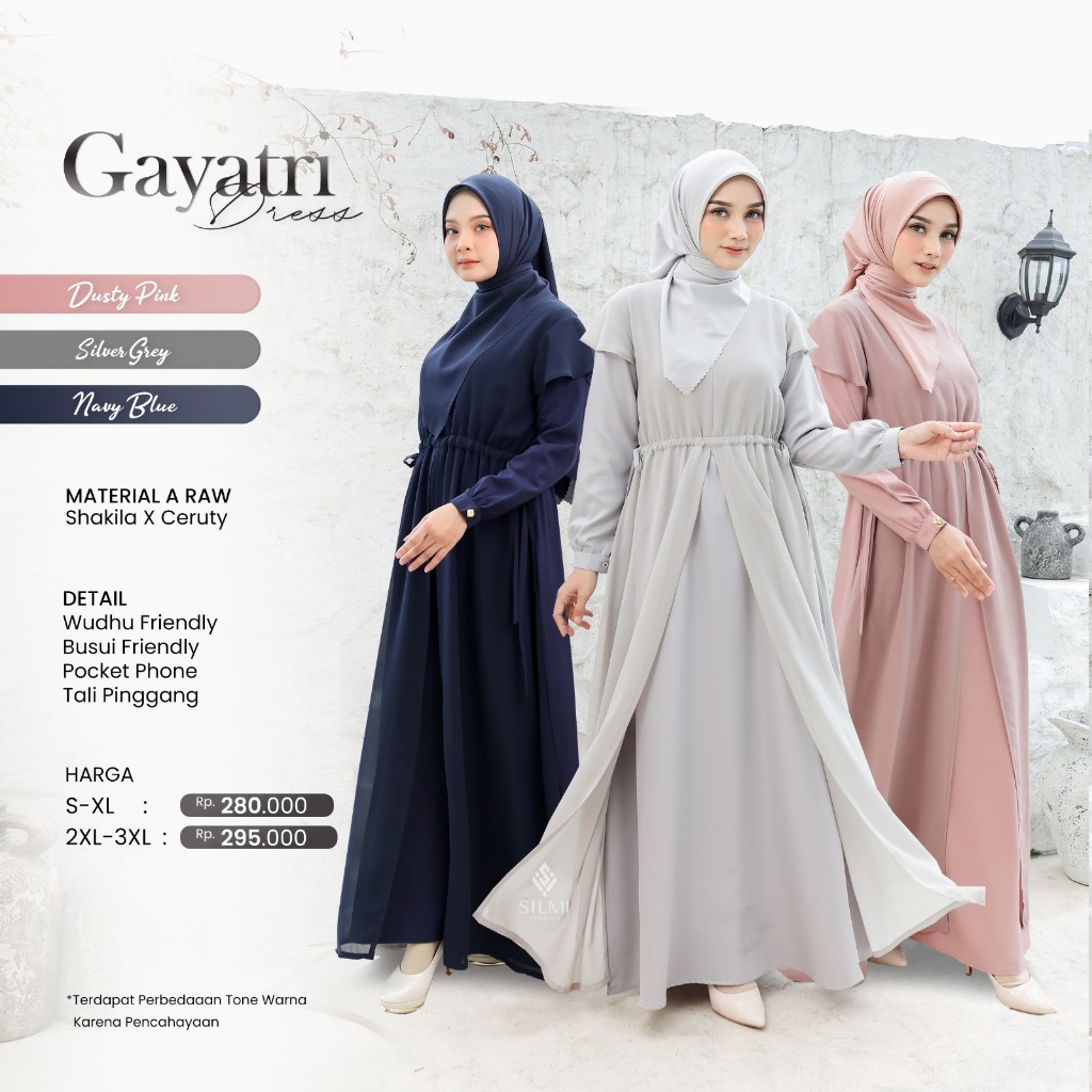 GAMIS GAYATRI DRESS BY SILMI FASHION || BAJU BUSANA MUSLIM WANITA DEWASA REMAJA TERBARU MODEL ELEGAN