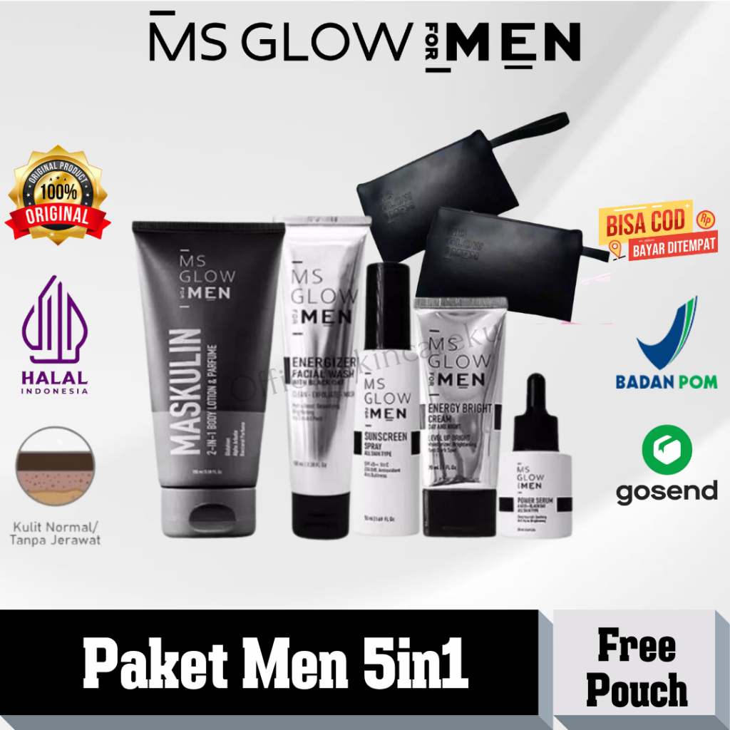Ms Glow Men Paket Super Lengkap 5in1 Skincare Cowok 1 set Ms Glow For Men Official Store