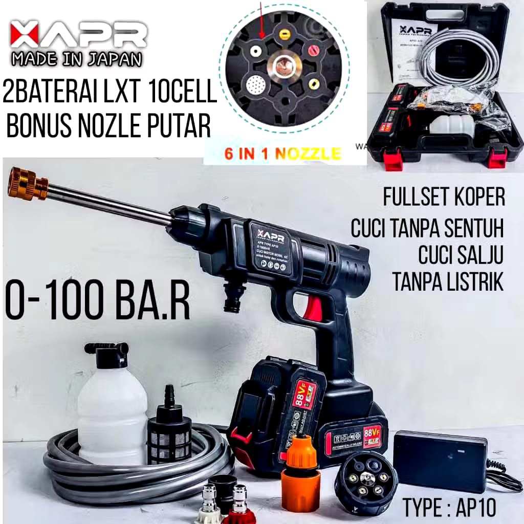 steam cordless jet cleaner apr ap10 mesin cuci motor 2baterai koper