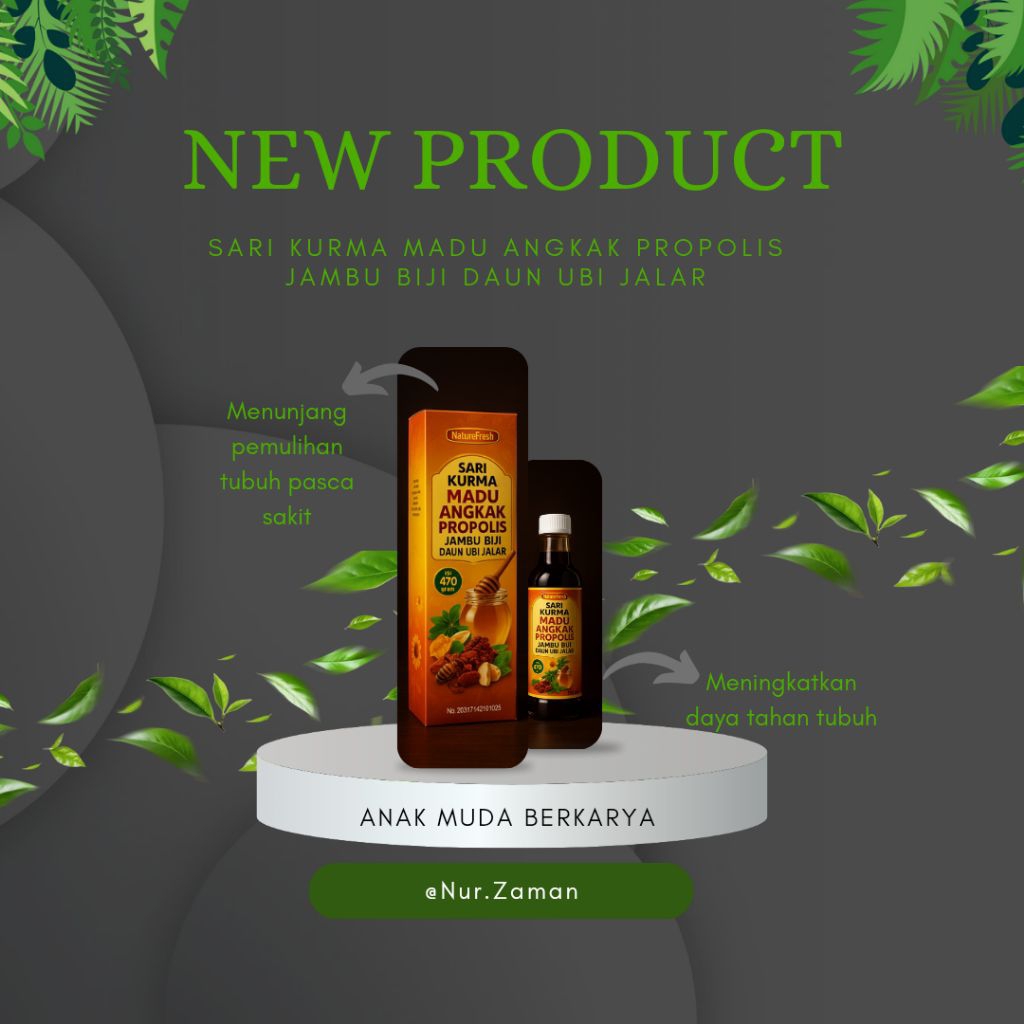 

Promo Sari Kurma Madu Angkak Gazlan Plus Propolis - Jambu Biji Dan Daun Jalar