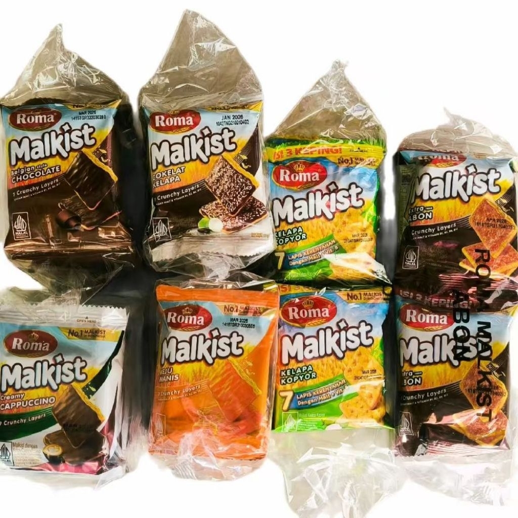 

Roma malkist keju, coklat kelapa, kopyor, cappuccino renceng 10 pcs