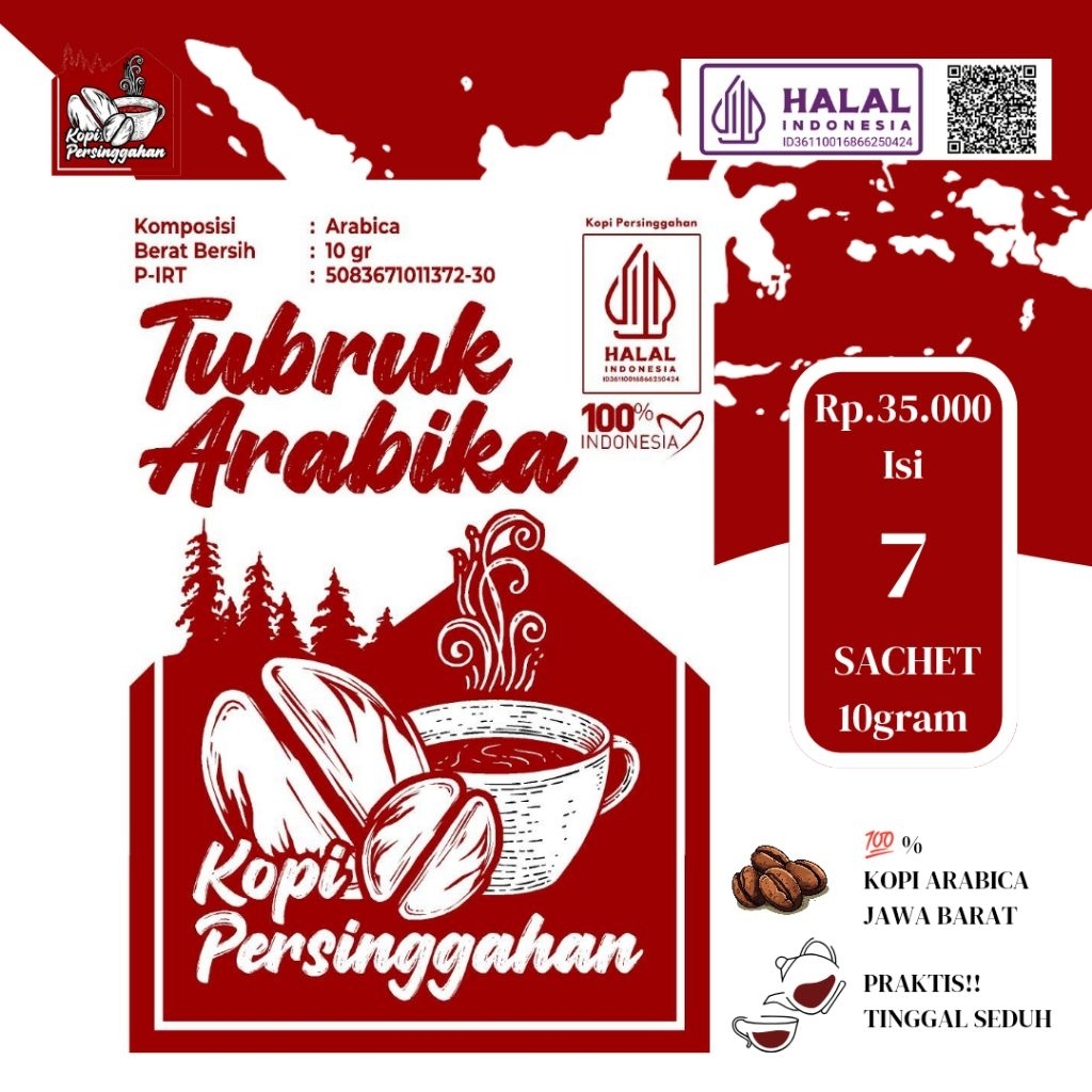 

PREMIUM Kopi Tubruk MURNI 100% Arabica Jawa Barat (Isi 7 Sachet)