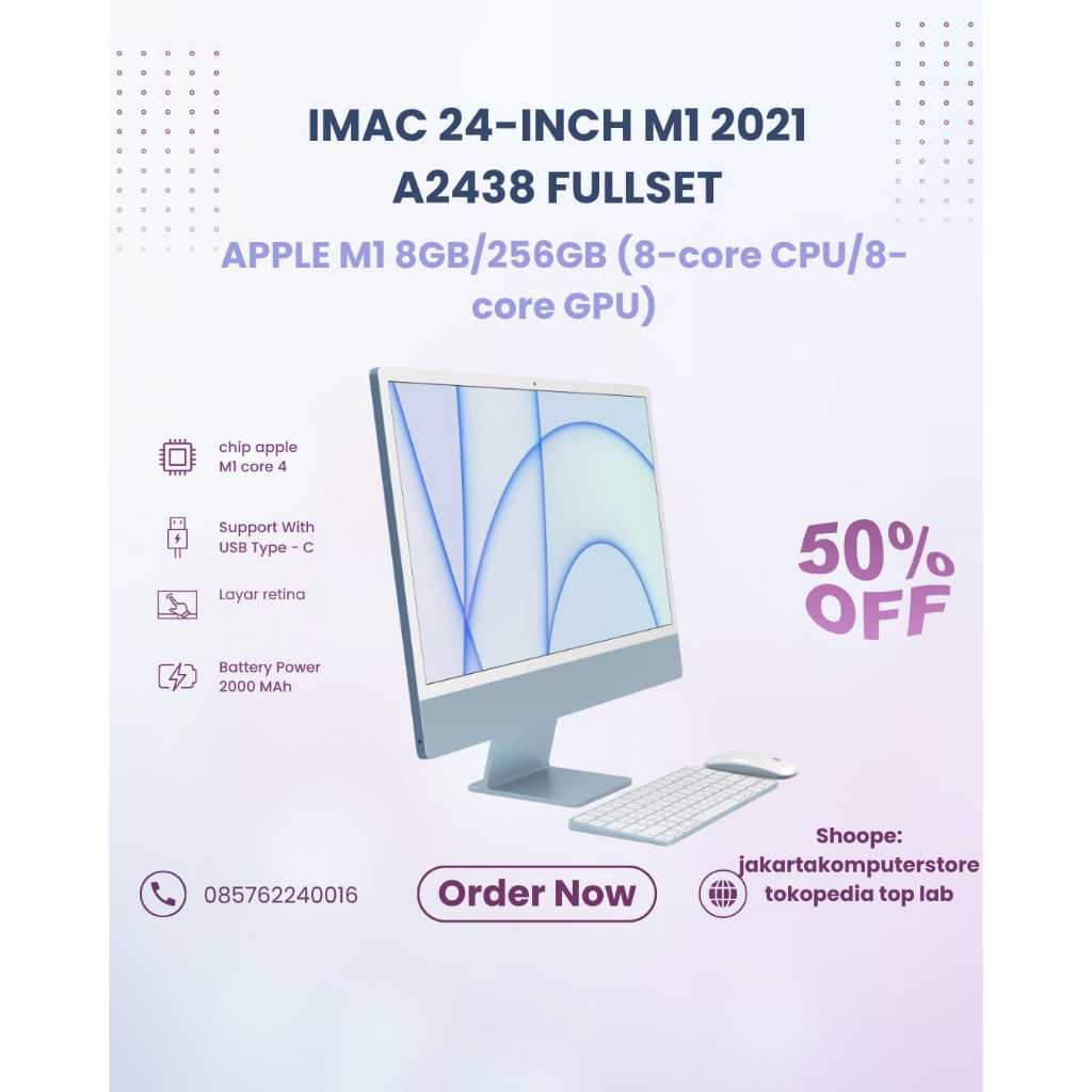 iMac 24" Second 2021 Apple M1 Ram 8GB Ssd 256Gb 8-core Cpu - 8-core GPU Like new