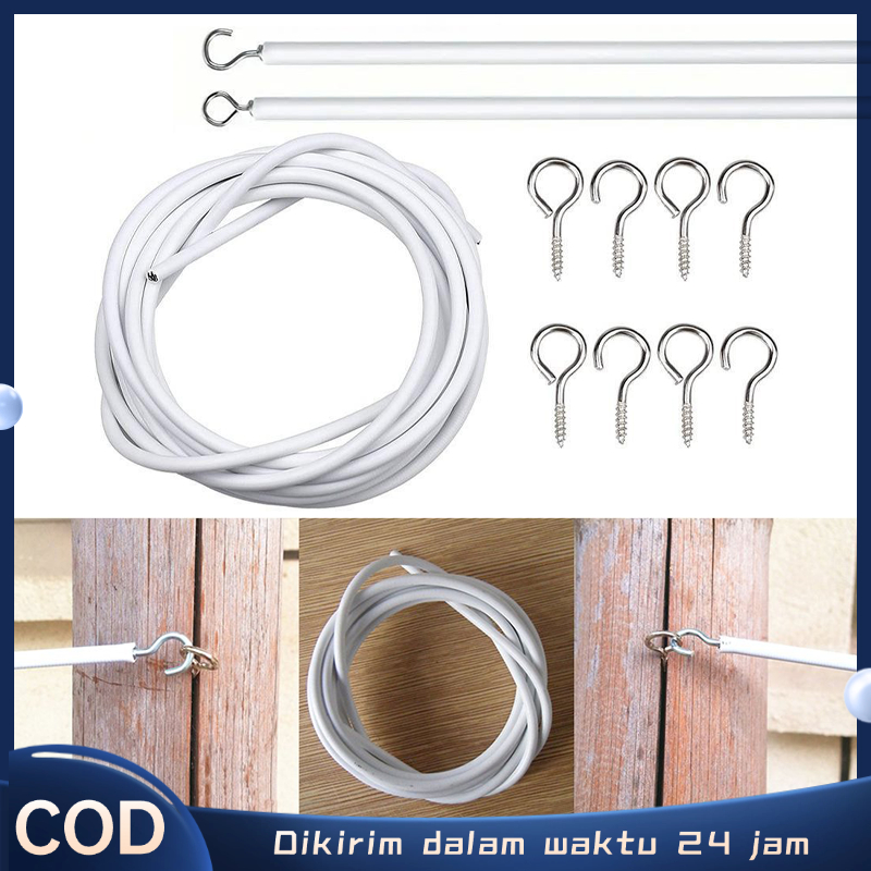 10m Tali Gorden Kolong Dapur Kawat Gorden Spiral Dan Hook Tempel Gorden Kolong Dapur