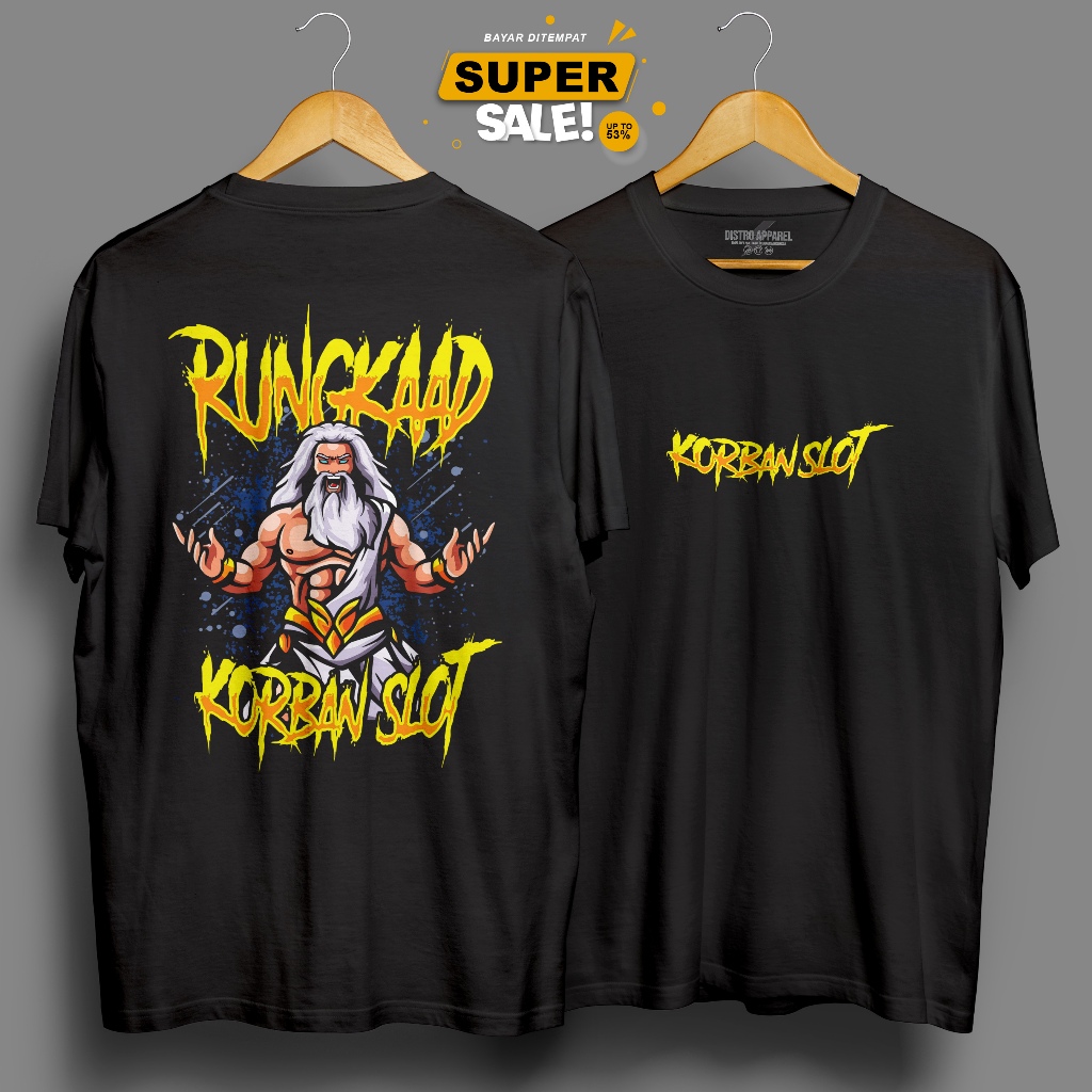 Kaos KORBAN SLOT RUNGKAD - Baju Kata Kata - Kaos Zeus Slot - T-Shirt Viral Combed 24s Pria Unisex Le