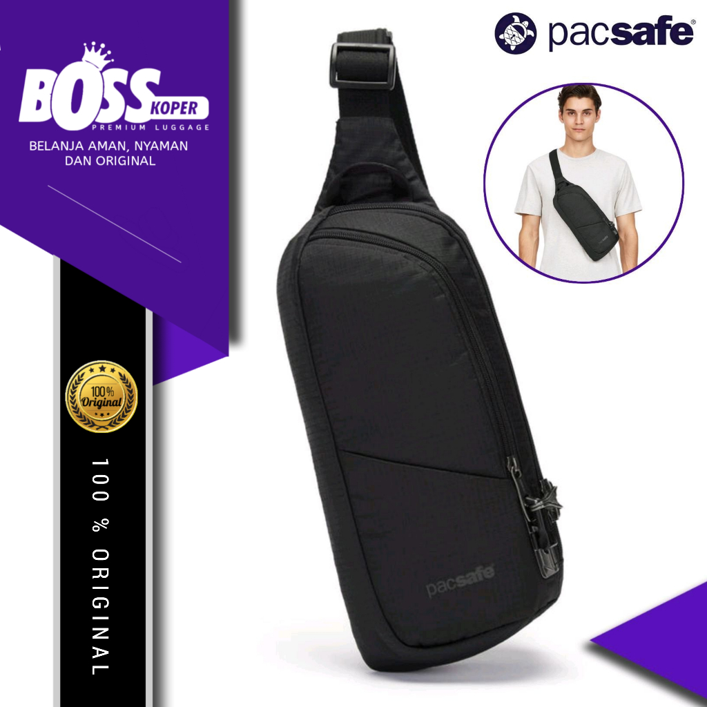 Sling bag pria PACSAFE selempang crossbody anti theft RFID blocking protection