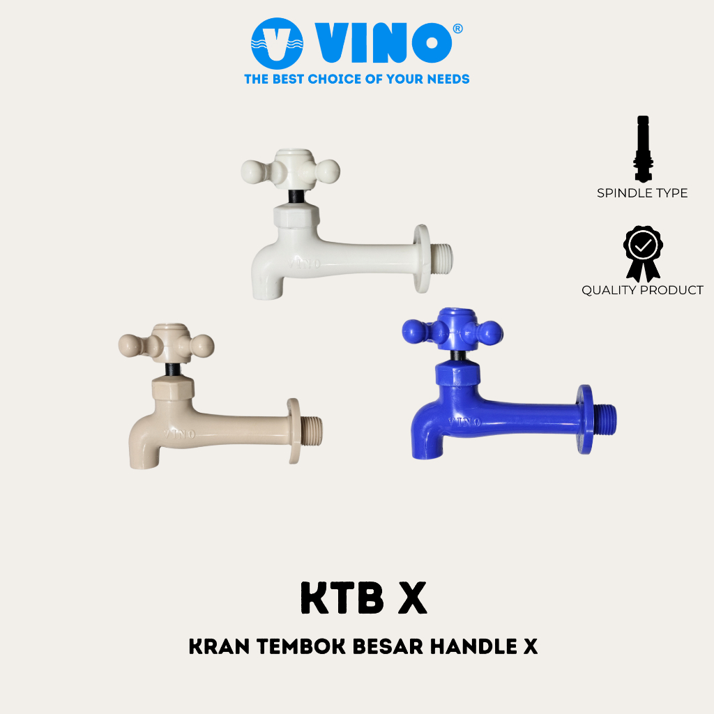 VINO TEMBOK BESAR X  - Kran Tembok Besar  Handle X Plastik - Keran Air Tembok - Putih / White, Biru 
