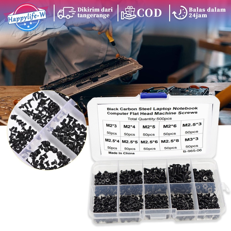 Isi 500 Mur Baut Laptop Baut Notebook Baut Leptop Baut Laptop Set Untuk Lenovo Asus Acer Dell Hp Tos