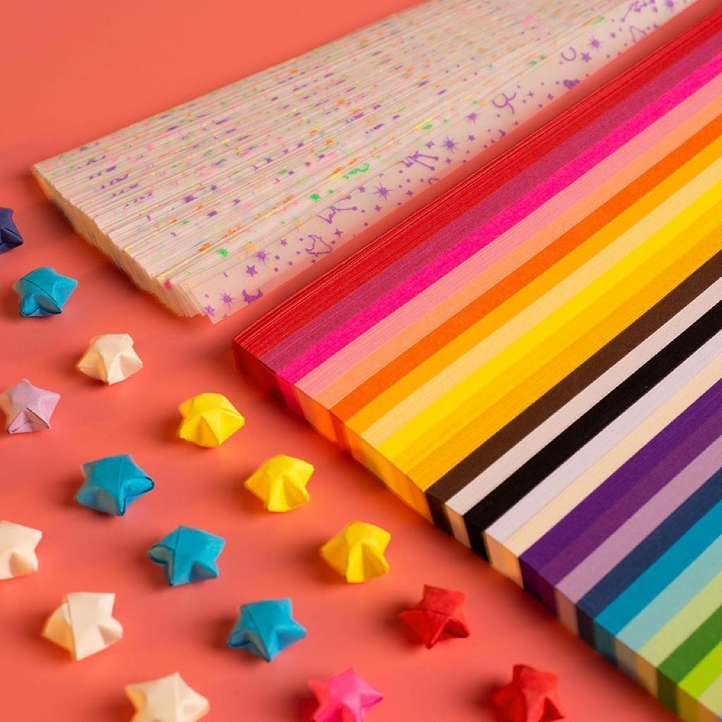 

MOONTOY DIY Lucky Star Kertas Gradasi Isi 540Pcs Kertas Origami Bintang Craft Handmade