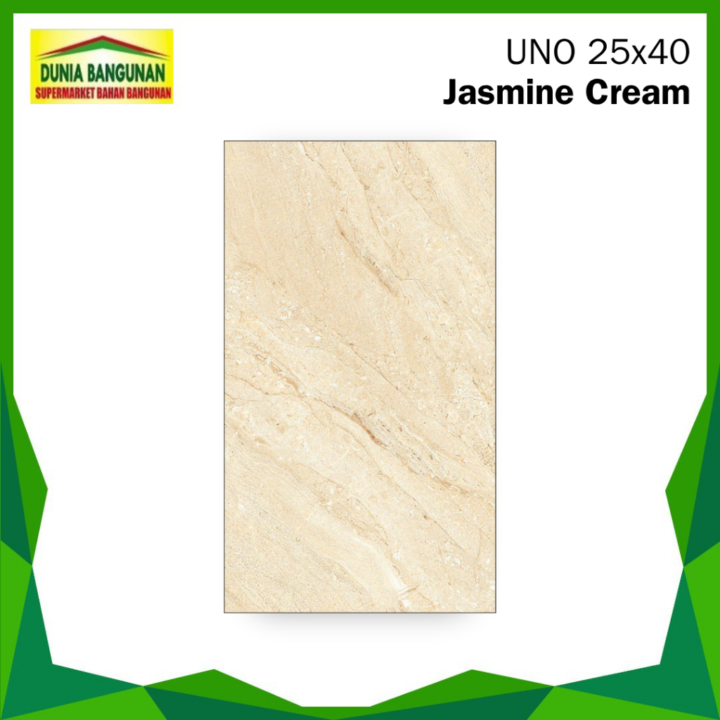 Keramik Dinding 25x40 Uno Jasmine Cream KW1 Keramik Dinding Kamar Mandi Glossy/ Keramik Dinding Dapu