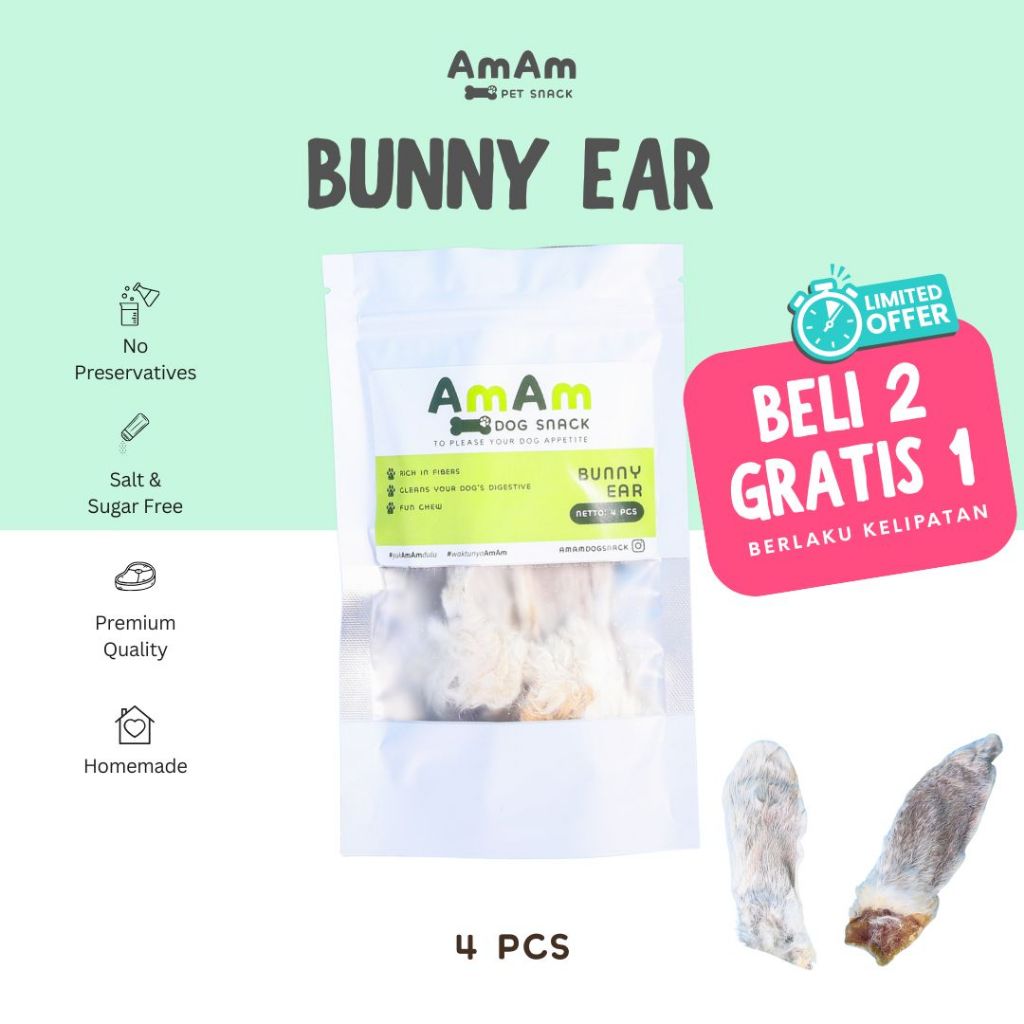 Sco AmAm Rabbit Ear Snack Anjing Cemilan Anjing Telinga Kelinci Dog Chew
