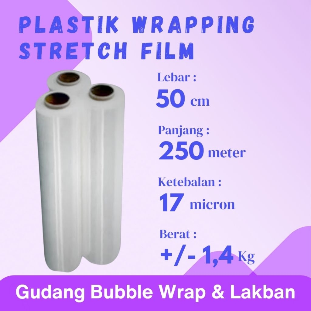 

Stretch Film Plastik Wrapping 50 cm x 250 m