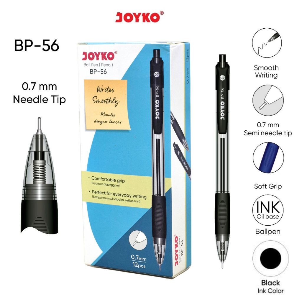 

1 LSN / 12 Pcs Ball Pen Pulpen Pena Joyko BP-56 0.7 mm