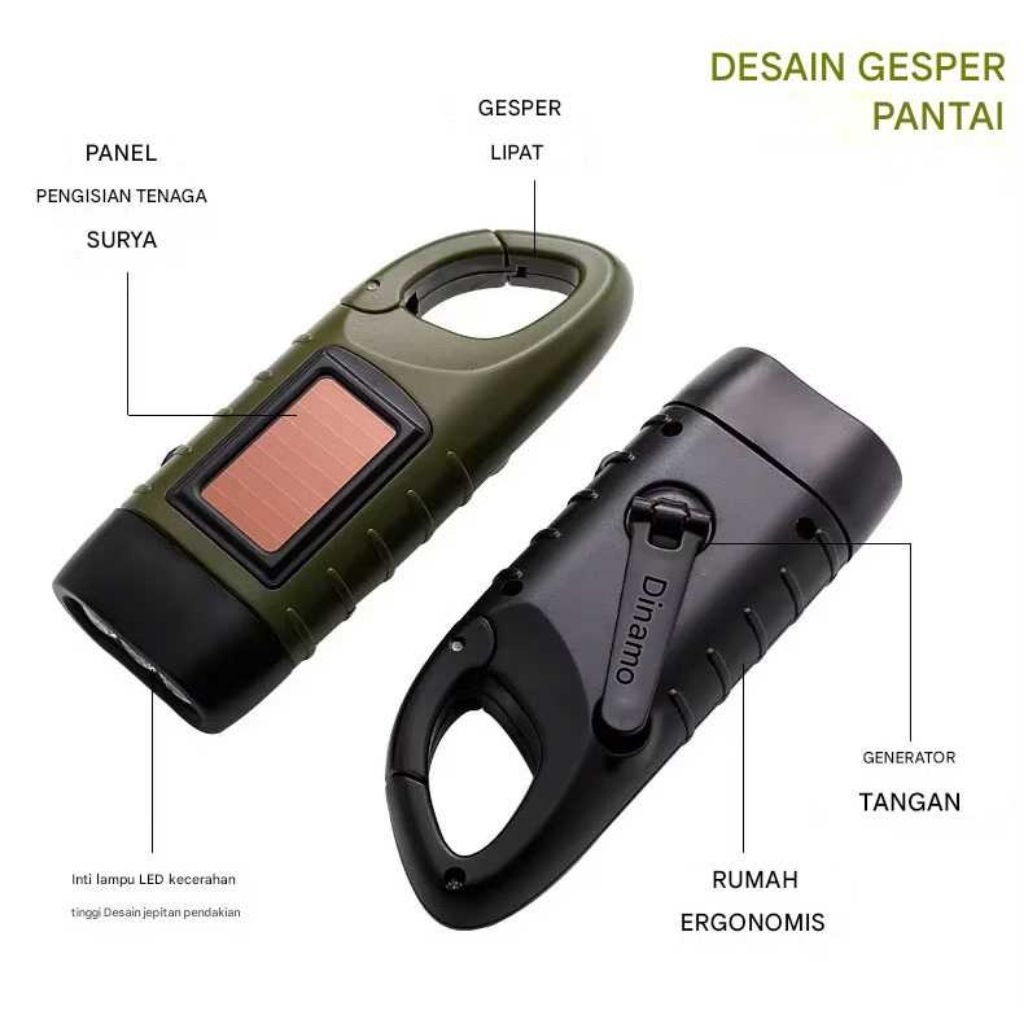 Lampu Senter LED Emergency Tenaga Surya + Engkol