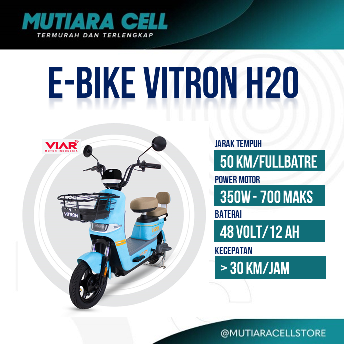 Sepeda Listrik Viar Ev Vitron H2O Dewasa dan Anak  350W Jarak 50 Km