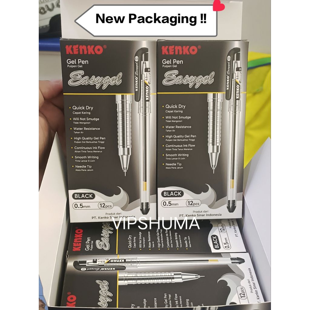 

Pulpen Easy Gel Kenko 0.5 mm Ballpoint Lancip Bolpen Pena Hitam/Biru/Merah [PerLusin]