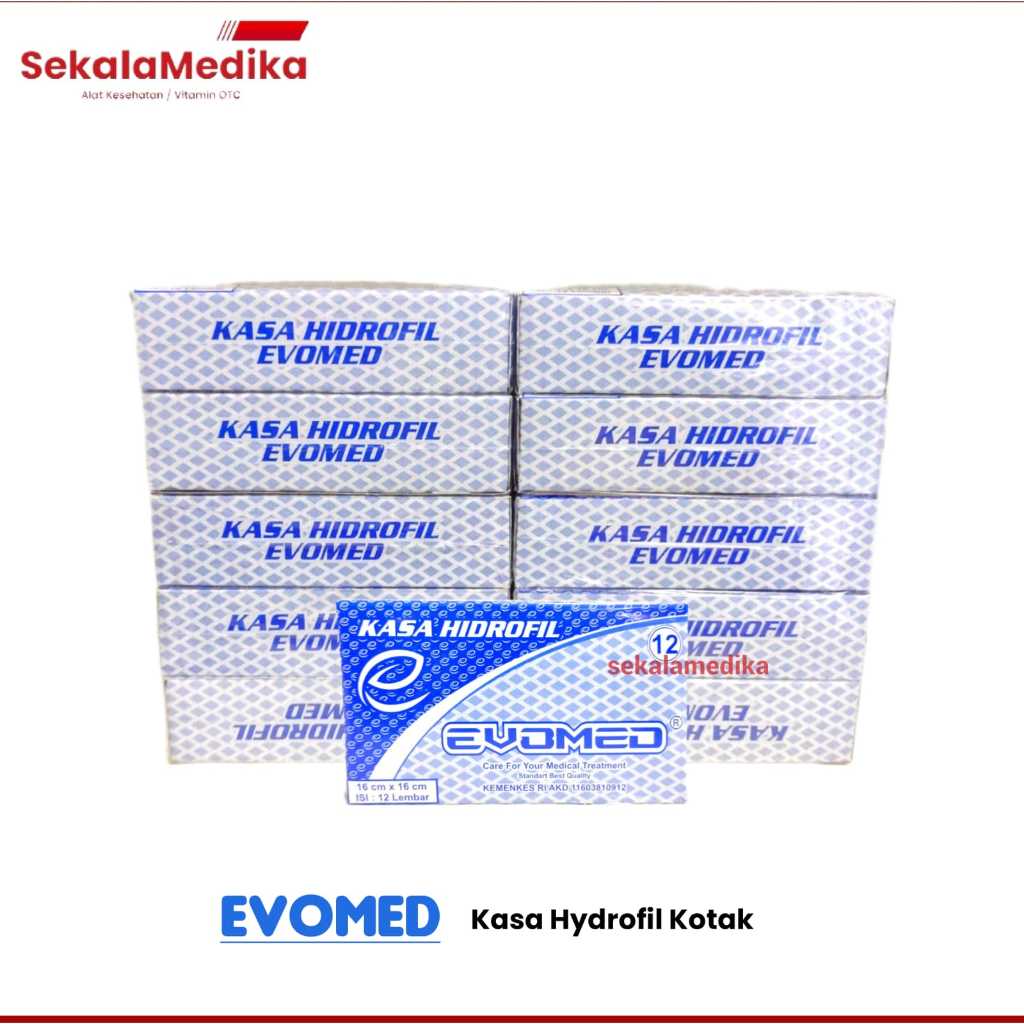 Kasa Hidrofil 16 x 16 Cm Evomed Kasa Kotak Perban Isi 10 Box/ Bag