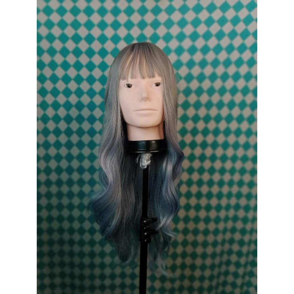 Rambut Palsu Wig Ombre Abu abu biru